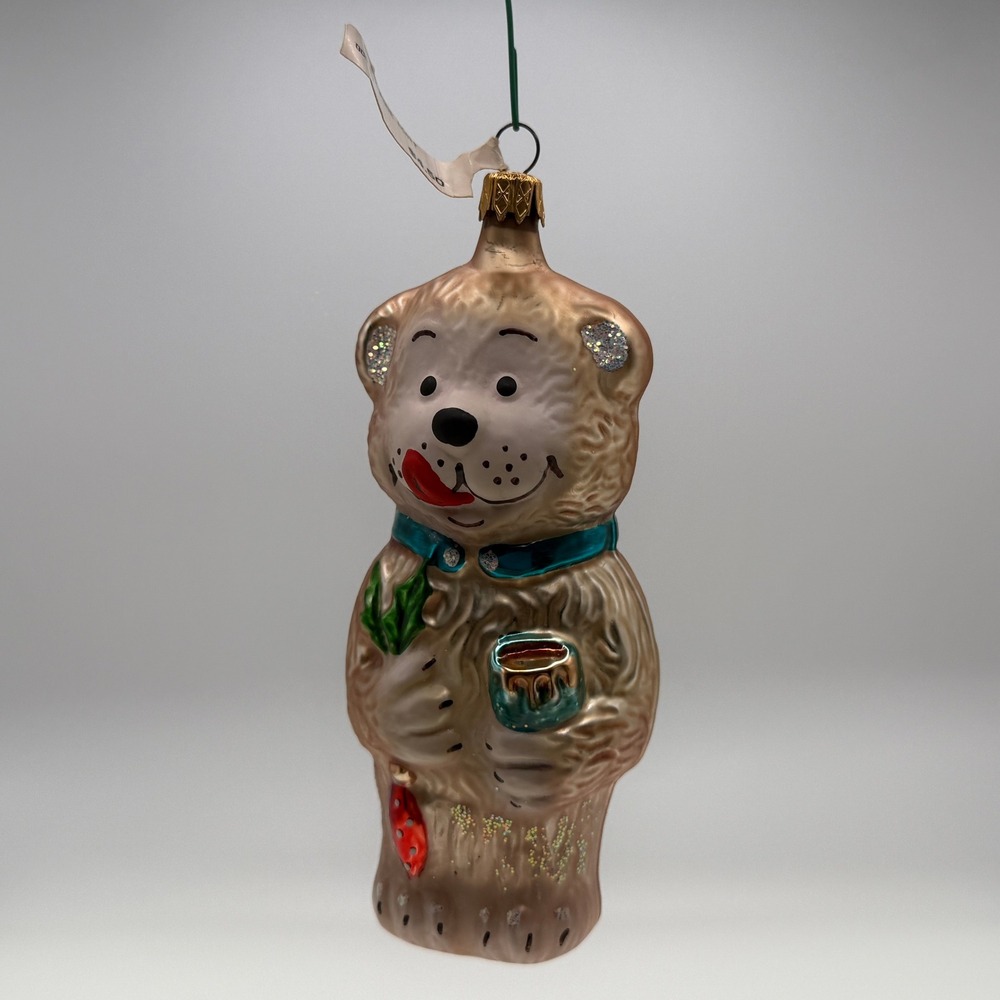 Vintage Blown Glass Teddy Bear Christmas Ornament Honey Pot Carson Pirie Scott